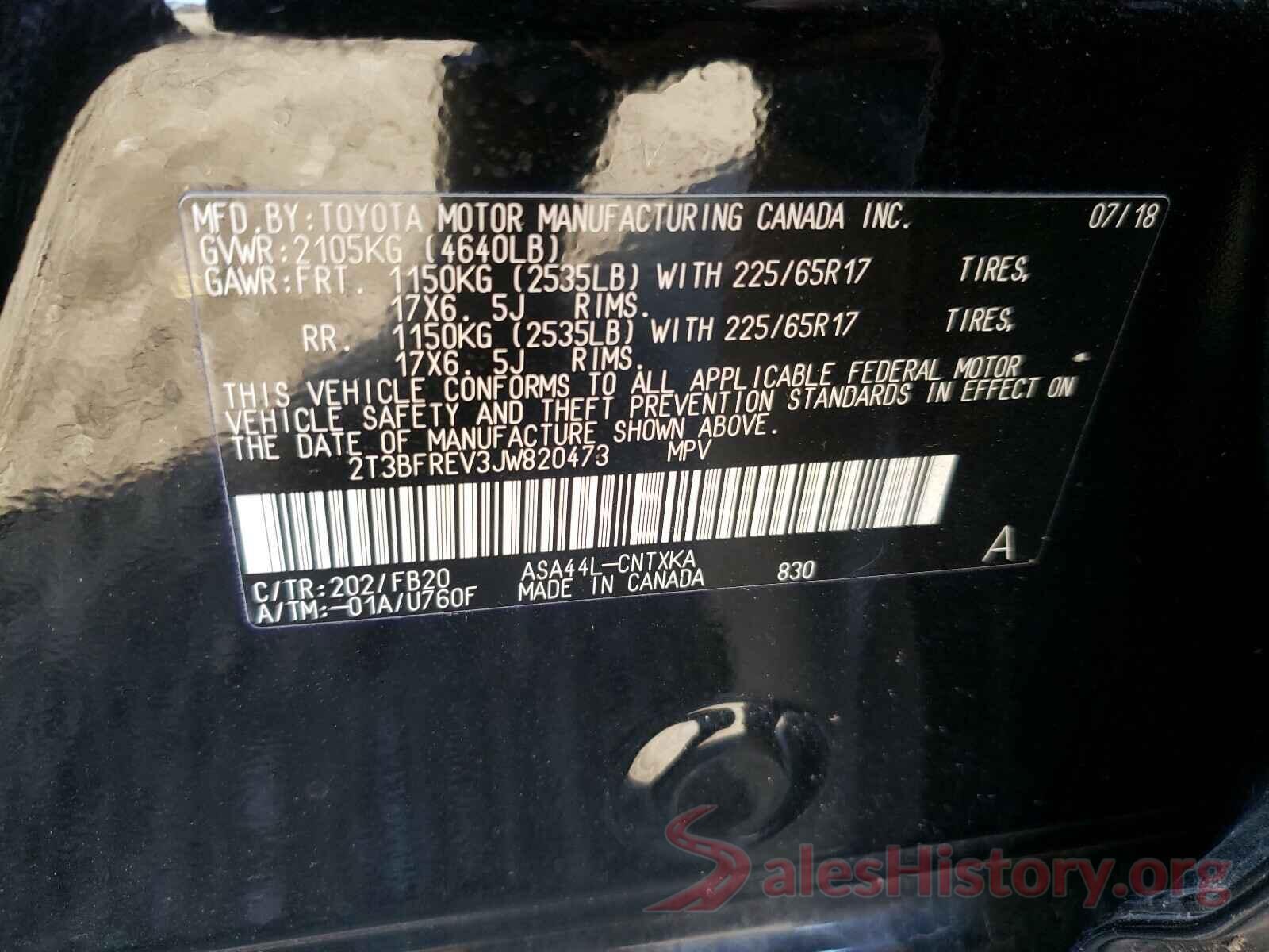 2T3BFREV3JW820473 2018 TOYOTA RAV4