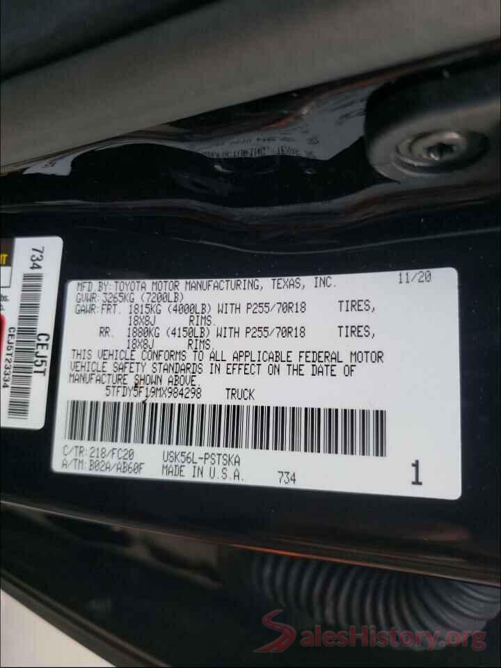 5TFDY5F19MX984298 2021 TOYOTA TUNDRA