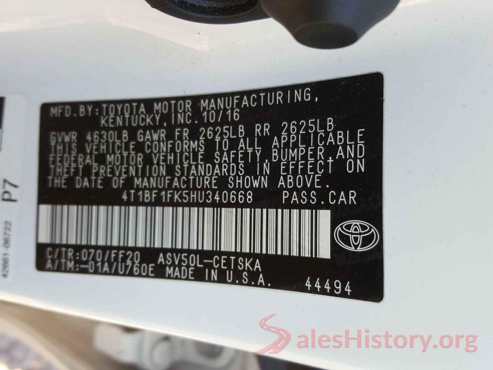 4T1BF1FK5HU340668 2017 TOYOTA CAMRY