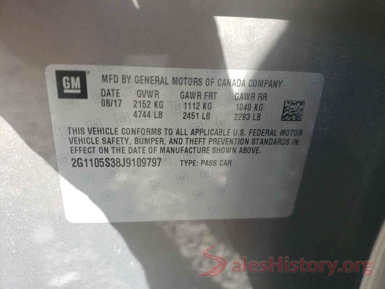 2G1105S38J9109797 2018 CHEVROLET IMPALA