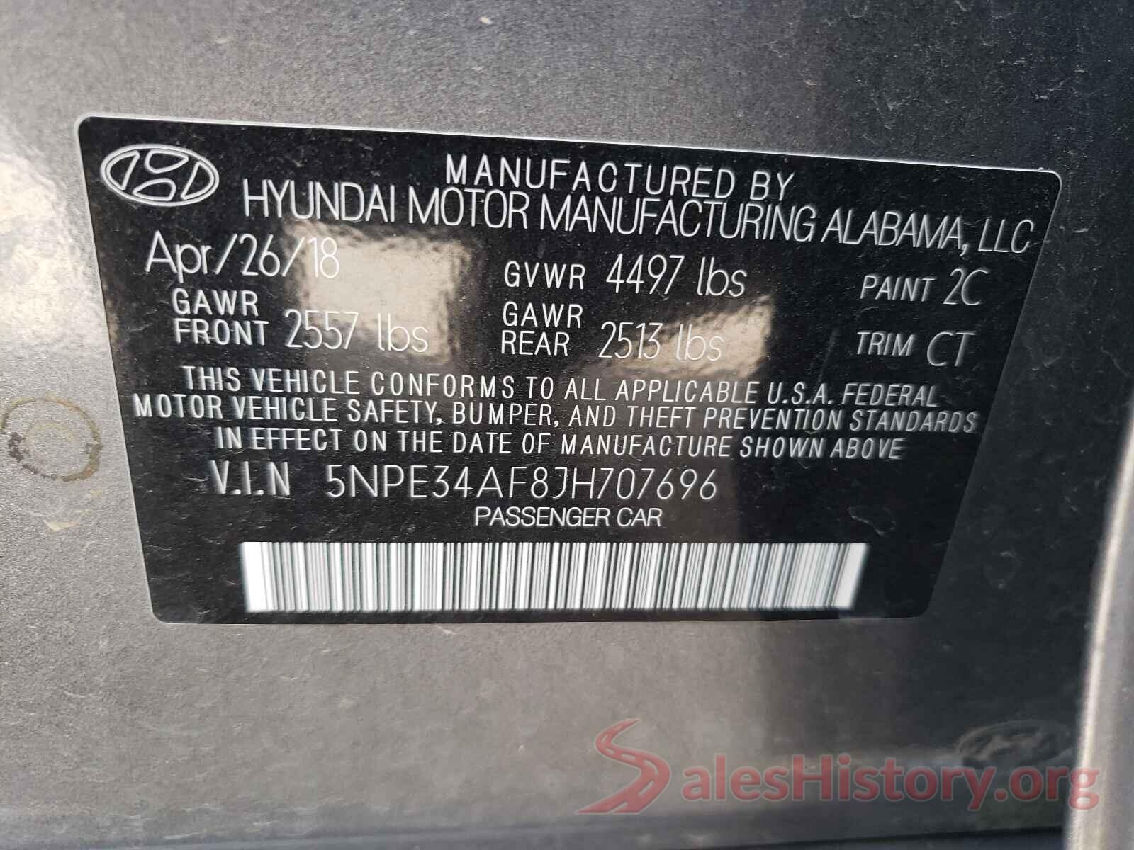 5NPE34AF8JH707696 2018 HYUNDAI SONATA