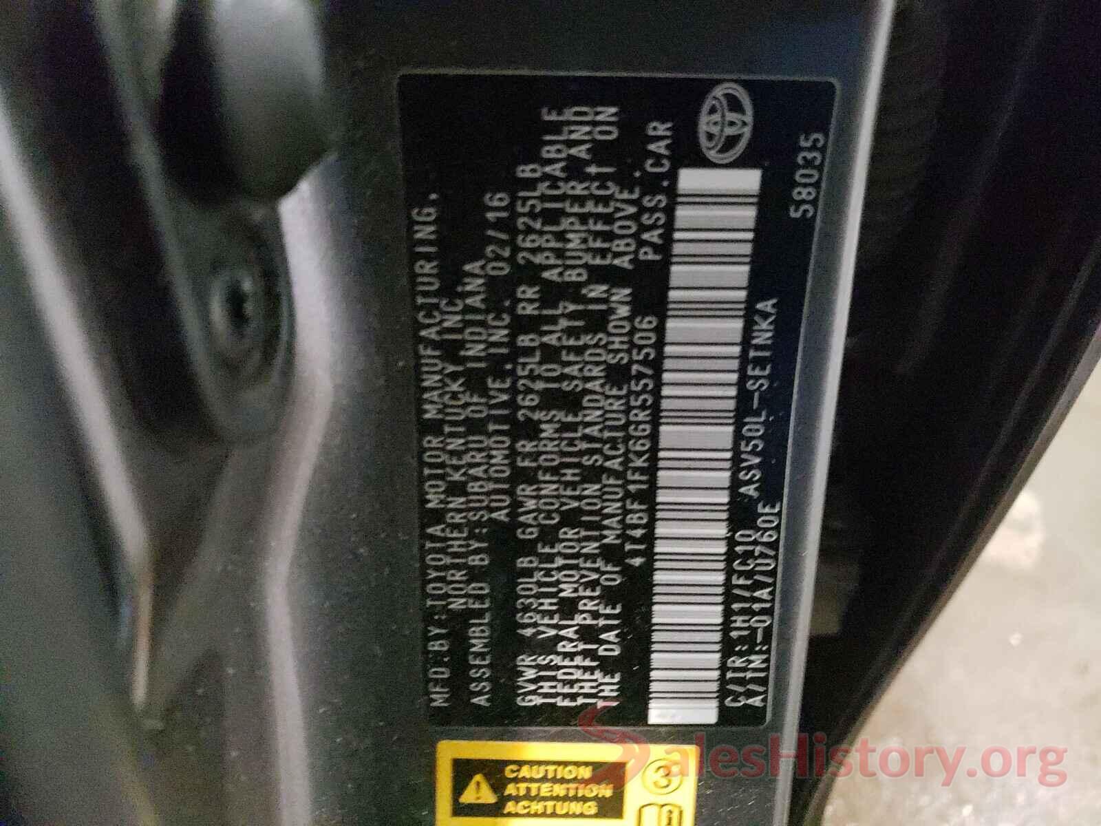 4T4BF1FK6GR557506 2016 TOYOTA CAMRY