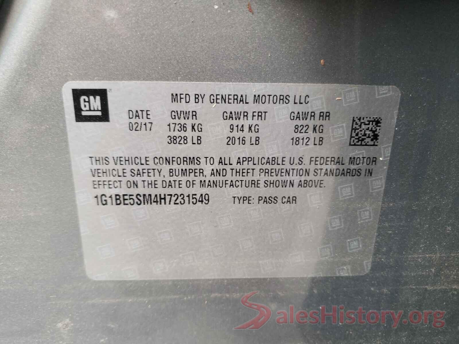 1G1BE5SM4H7231549 2017 CHEVROLET CRUZE