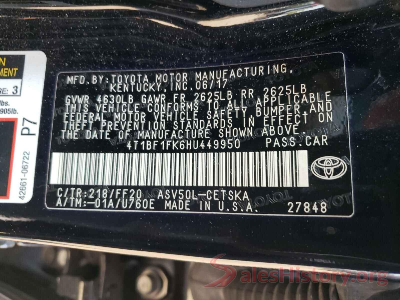 4T1BF1FK6HU449950 2017 TOYOTA CAMRY