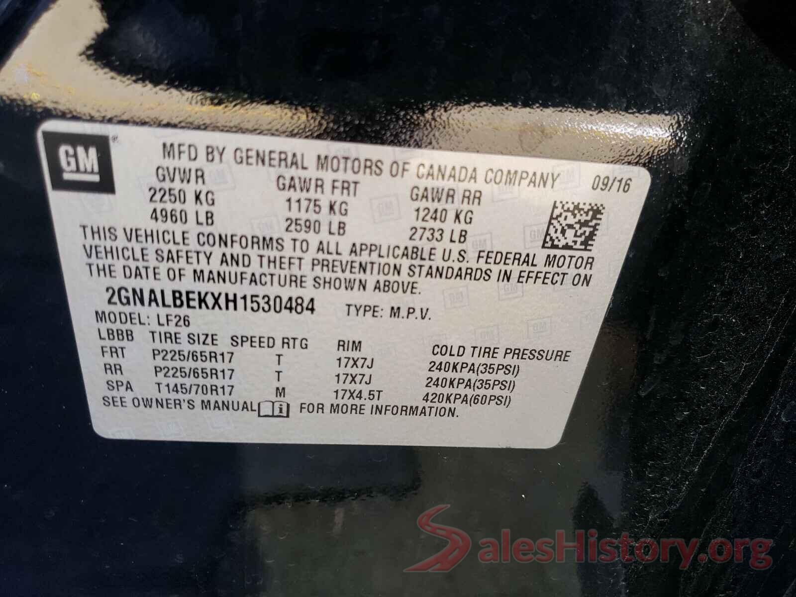 2GNALBEKXH1530484 2017 CHEVROLET EQUINOX