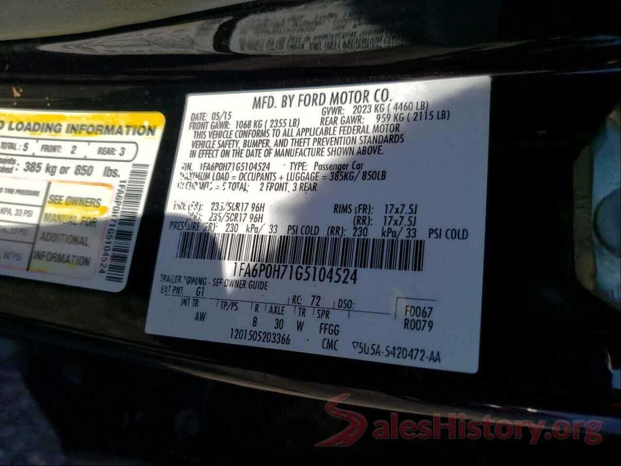 1FA6P0H71G5104524 2016 FORD FUSION