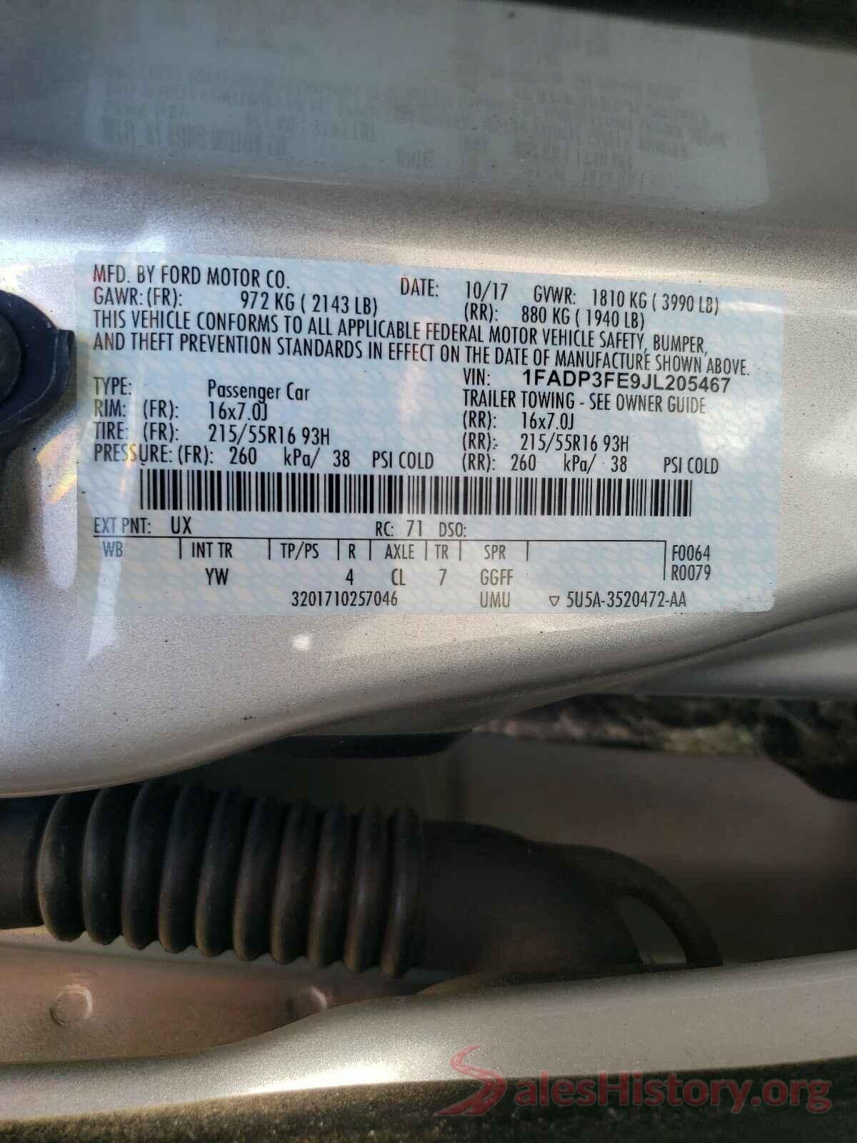 1FADP3FE9JL205467 2018 FORD FOCUS