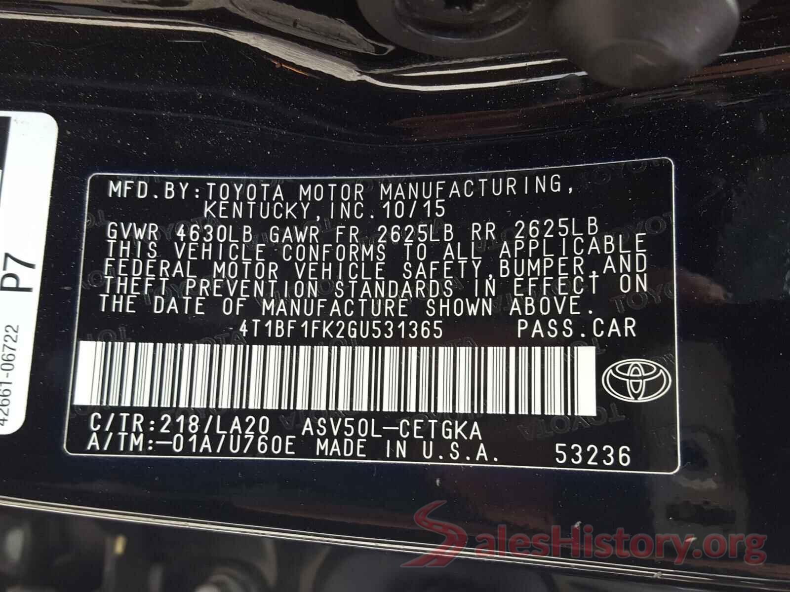 4T1BF1FK2GU531365 2016 TOYOTA CAMRY