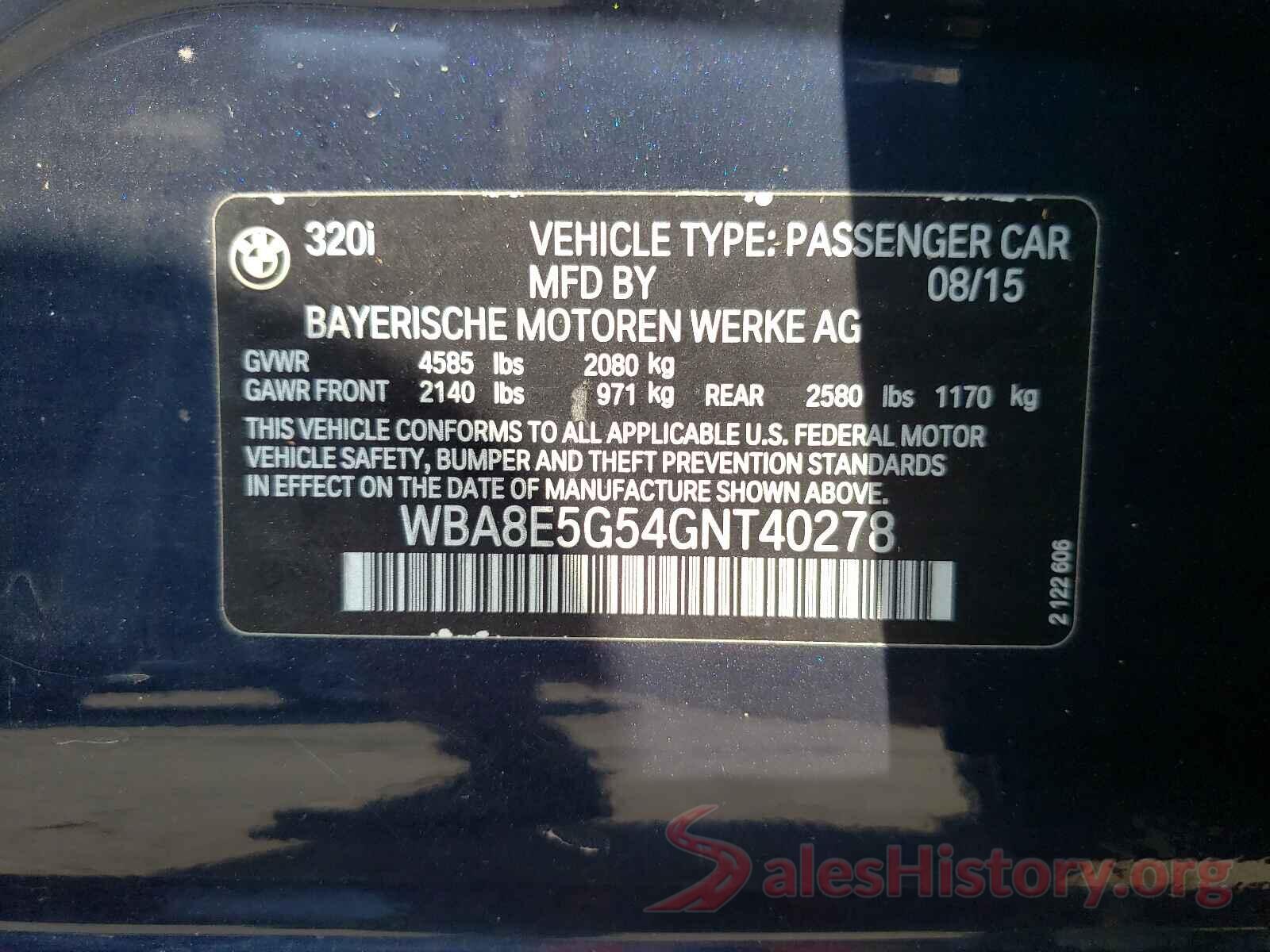 WBA8E5G54GNT40278 2016 BMW 3 SERIES