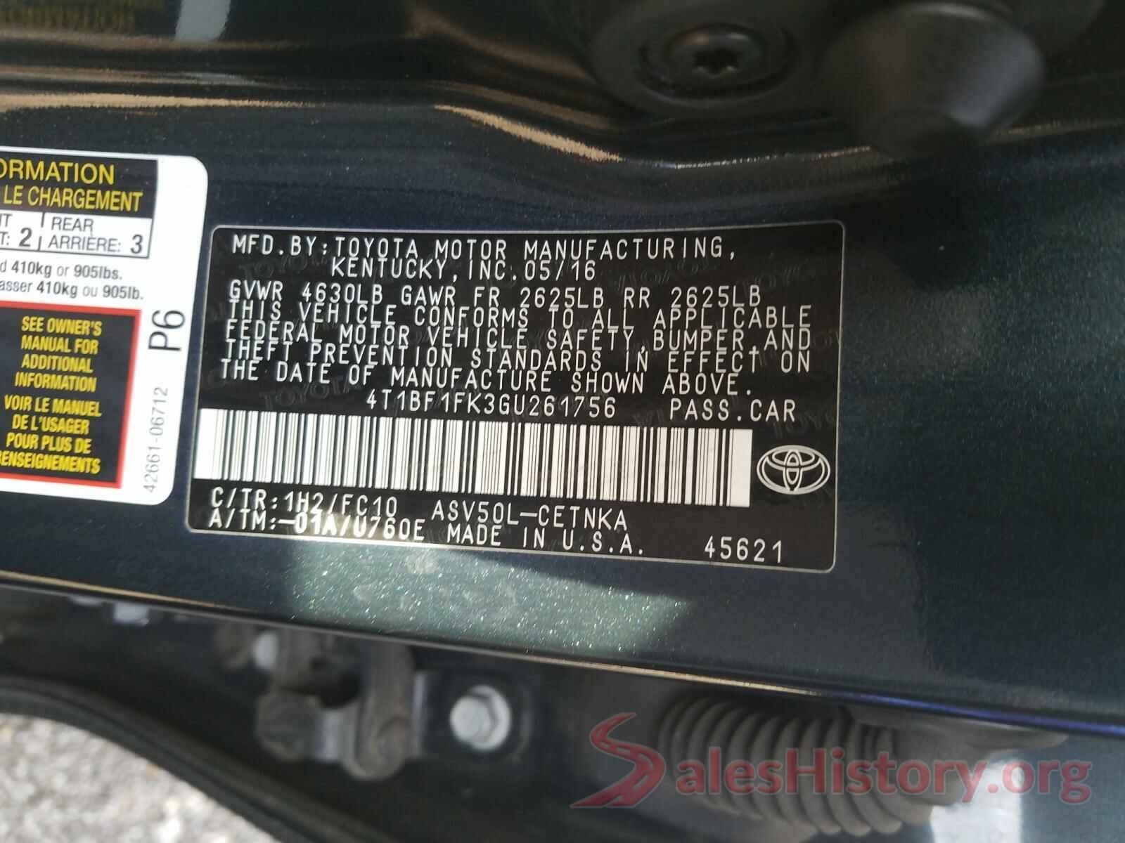 4T1BF1FK3GU261756 2016 TOYOTA CAMRY