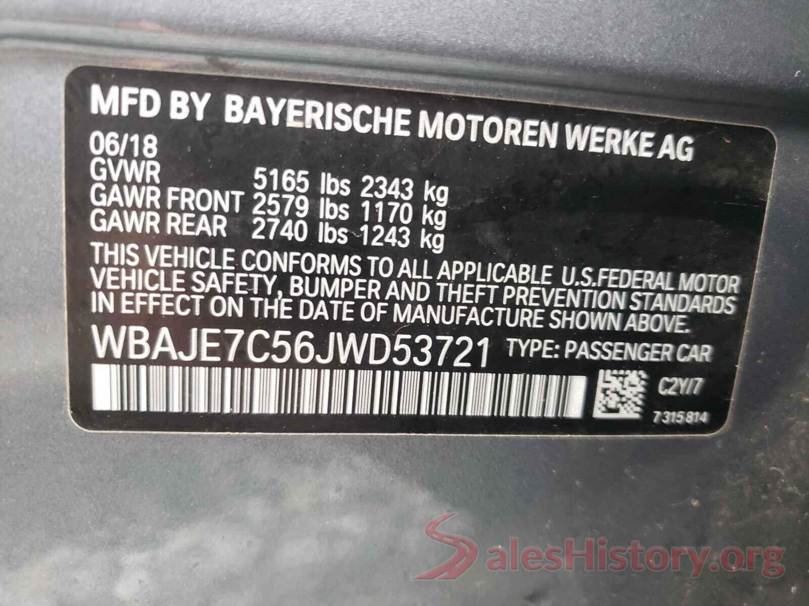 WBAJE7C56JWD53721 2018 BMW 5 SERIES