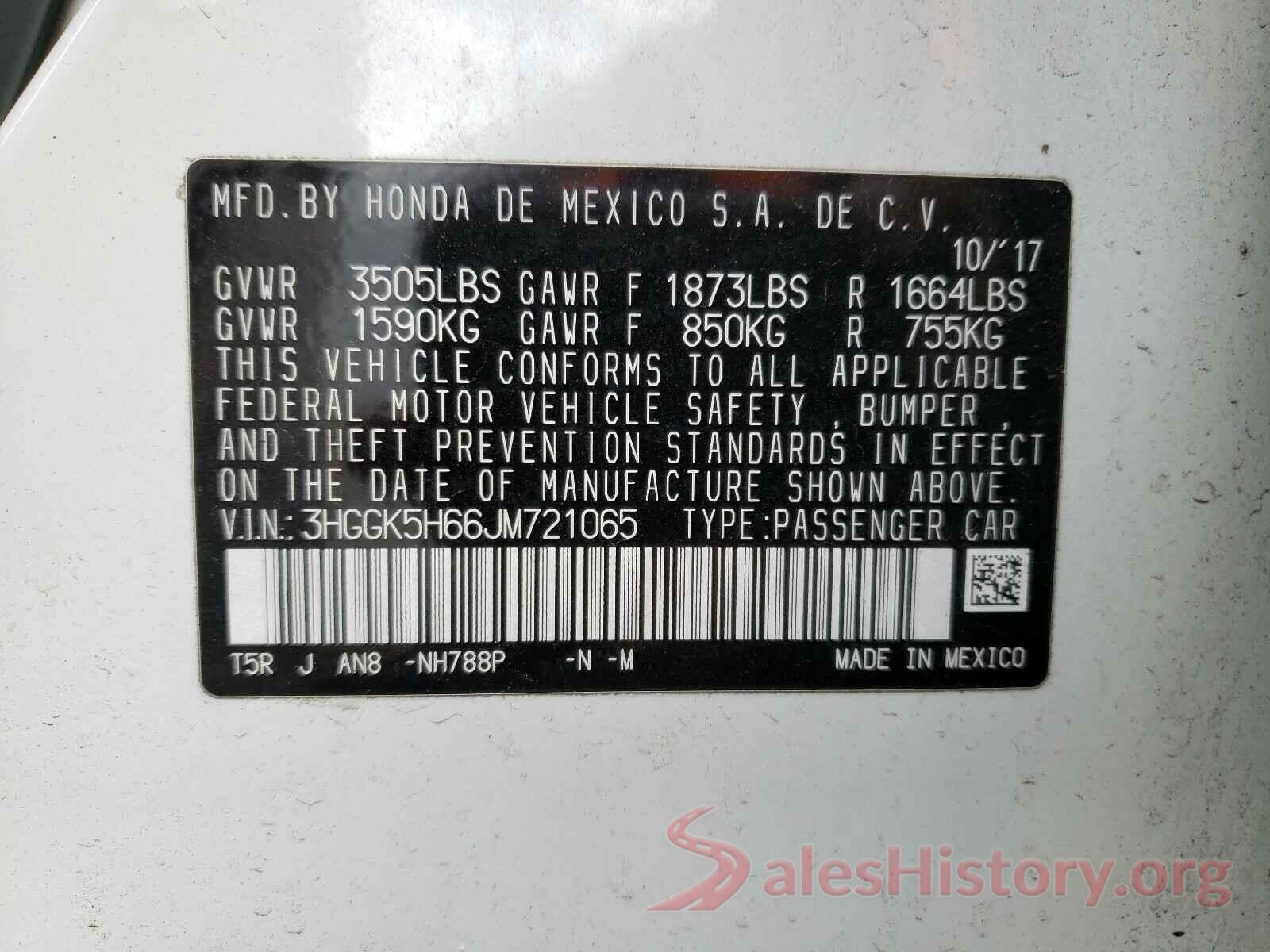 3HGGK5H66JM721065 2018 HONDA FIT