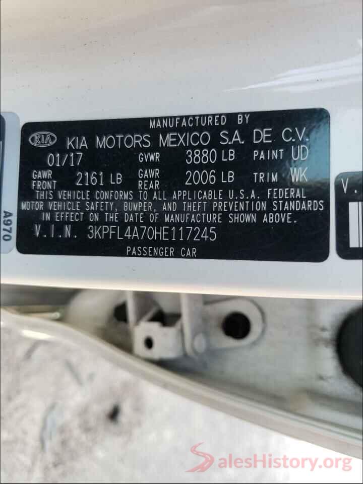 3KPFL4A70HE117245 2017 KIA FORTE