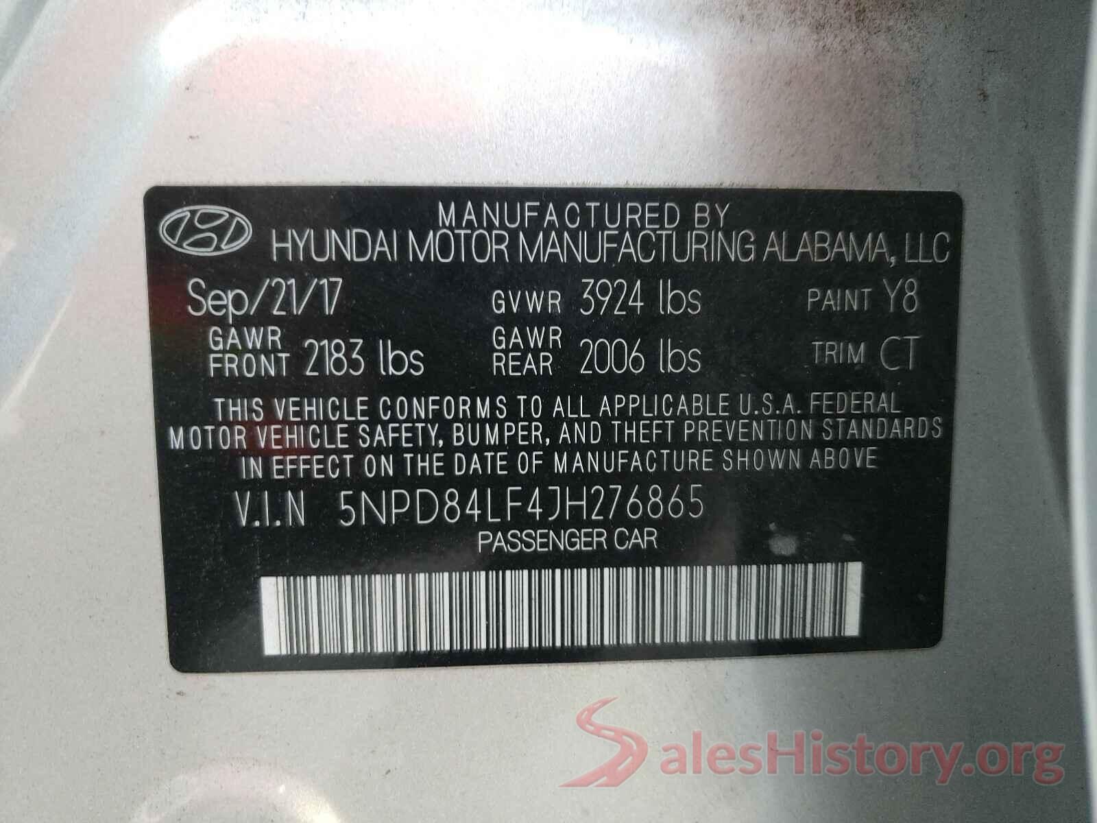 5NPD84LF4JH276865 2018 HYUNDAI ELANTRA