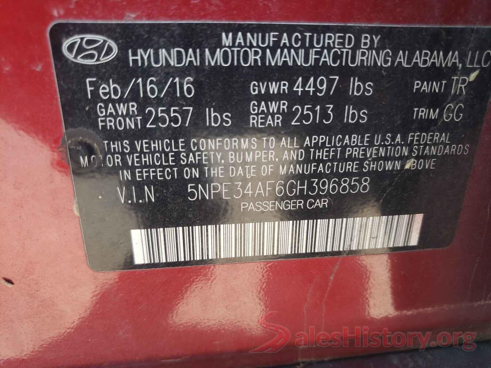 5NPE34AF6GH396858 2016 HYUNDAI SONATA