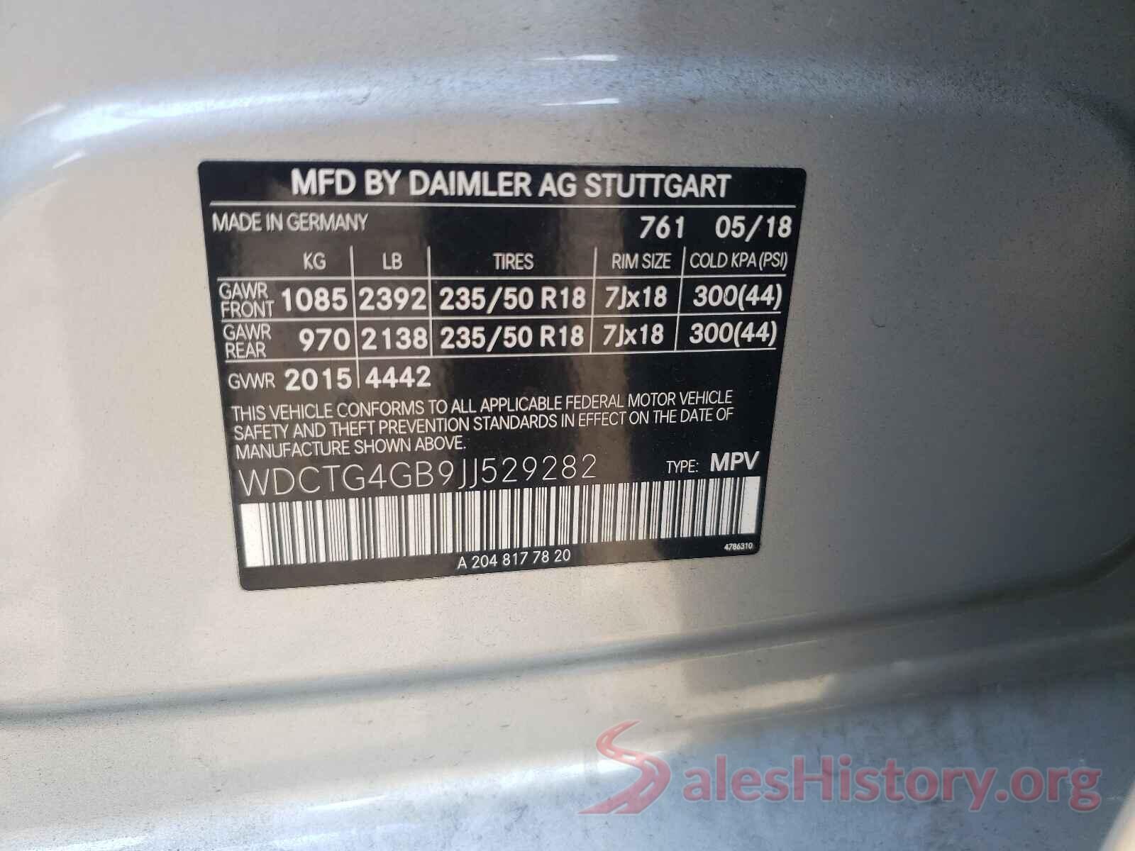 WDCTG4GB9JJ529282 2018 MERCEDES-BENZ GLA-CLASS