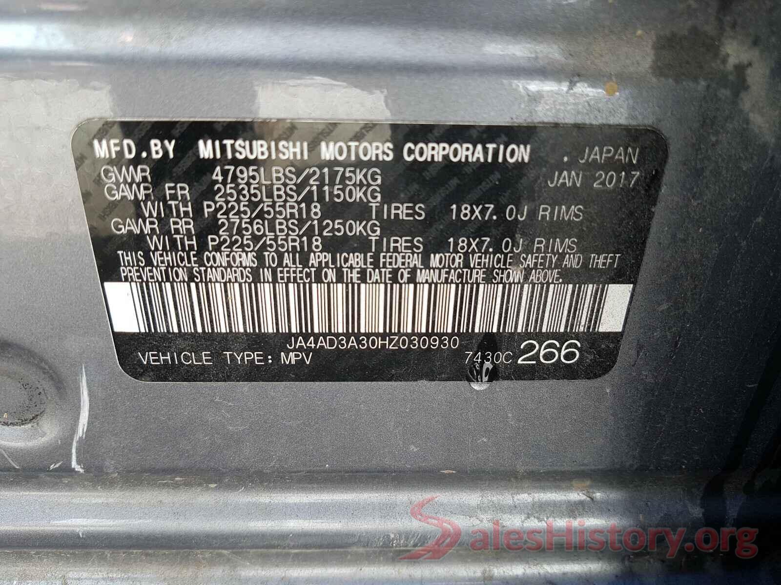 JA4AD3A30HZ030930 2017 MITSUBISHI OUTLANDER