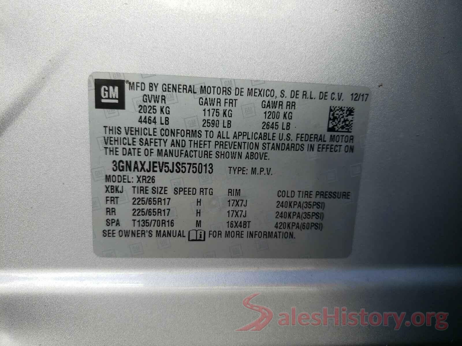 3GNAXJEV5JS575013 2018 CHEVROLET EQUINOX