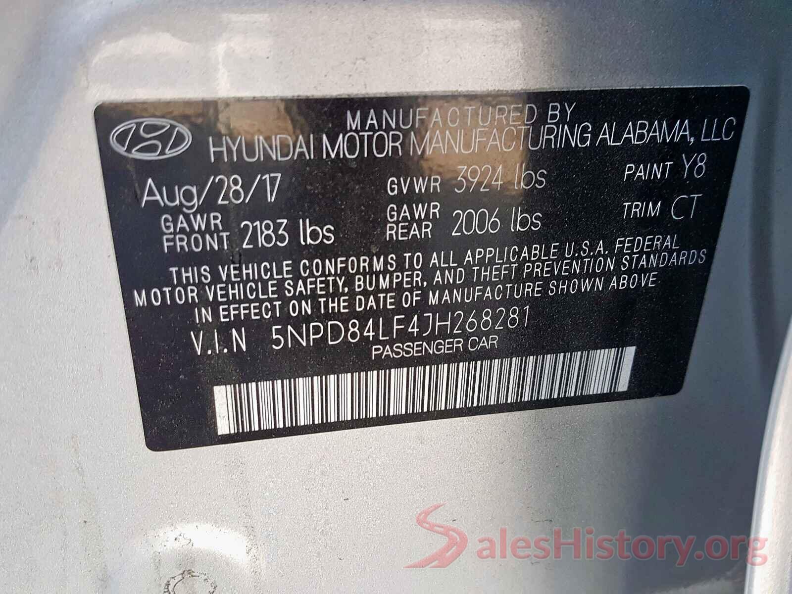 5NPD84LF4JH268281 2018 HYUNDAI ELANTRA