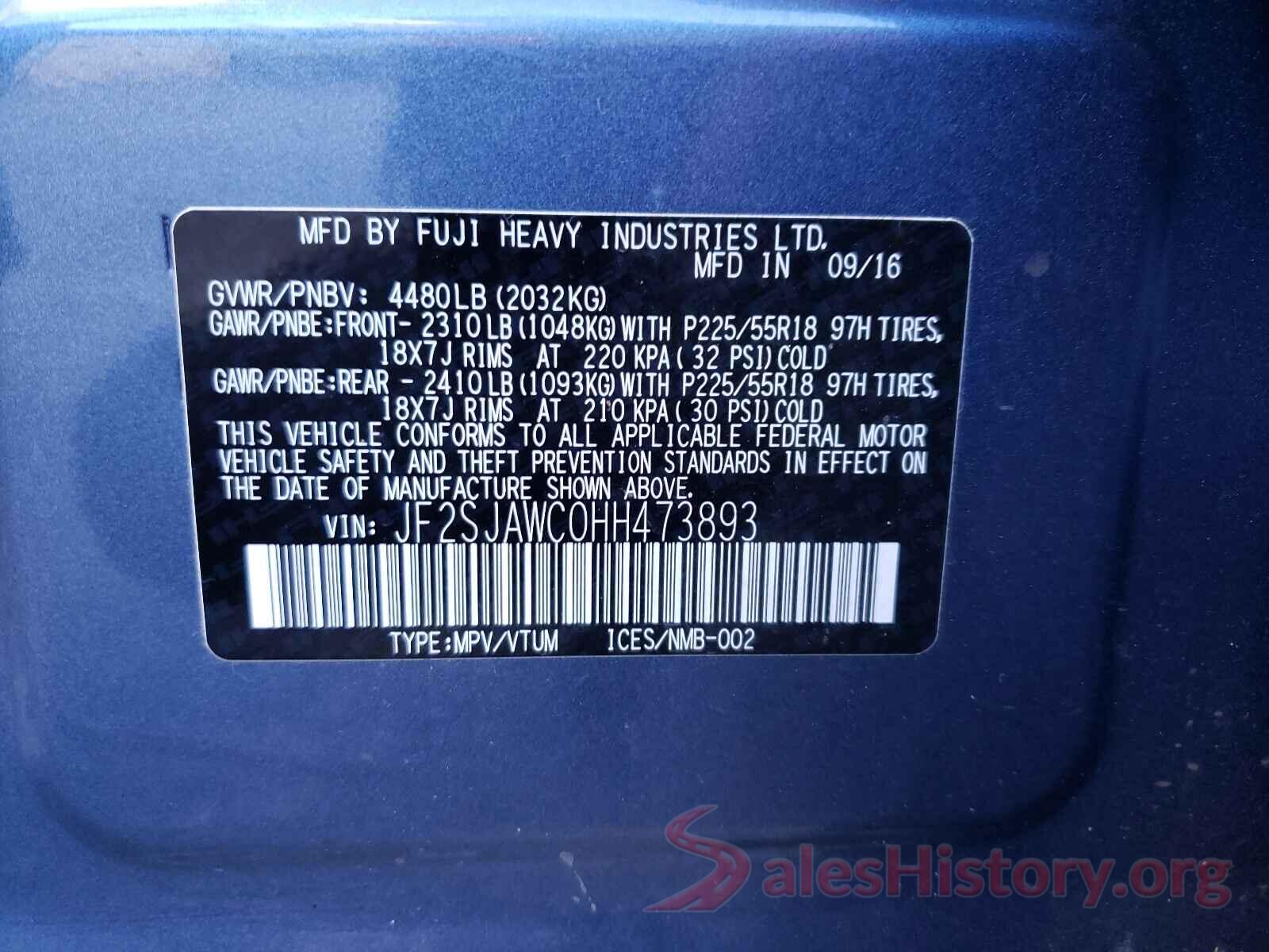 JF2SJAWC0HH473893 2017 SUBARU FORESTER