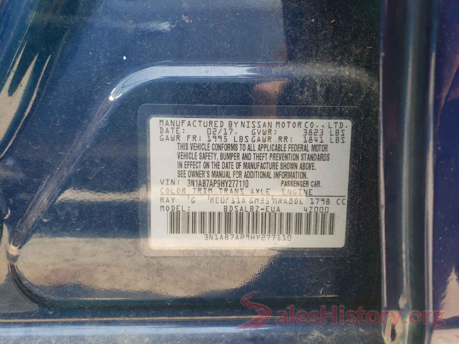 3N1AB7AP9HY277110 2017 NISSAN SENTRA