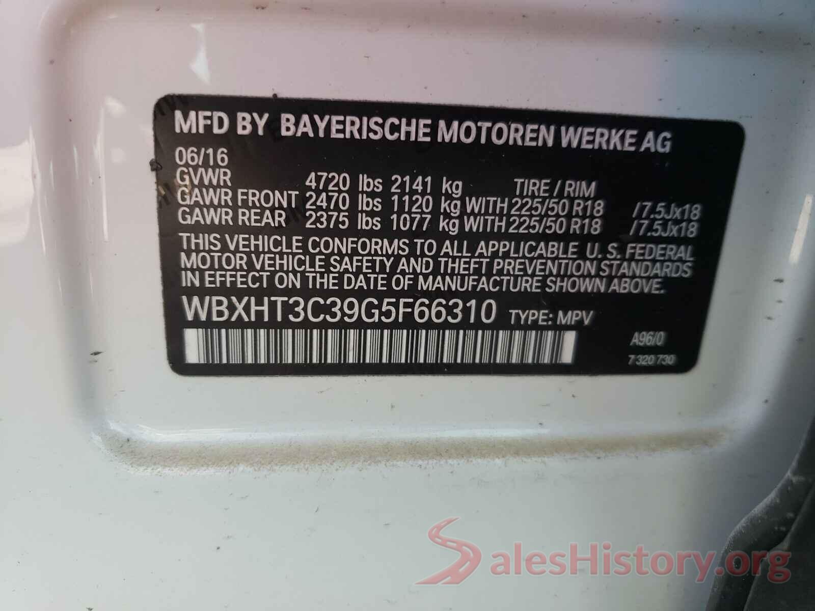 WBXHT3C39G5F66310 2016 BMW X1