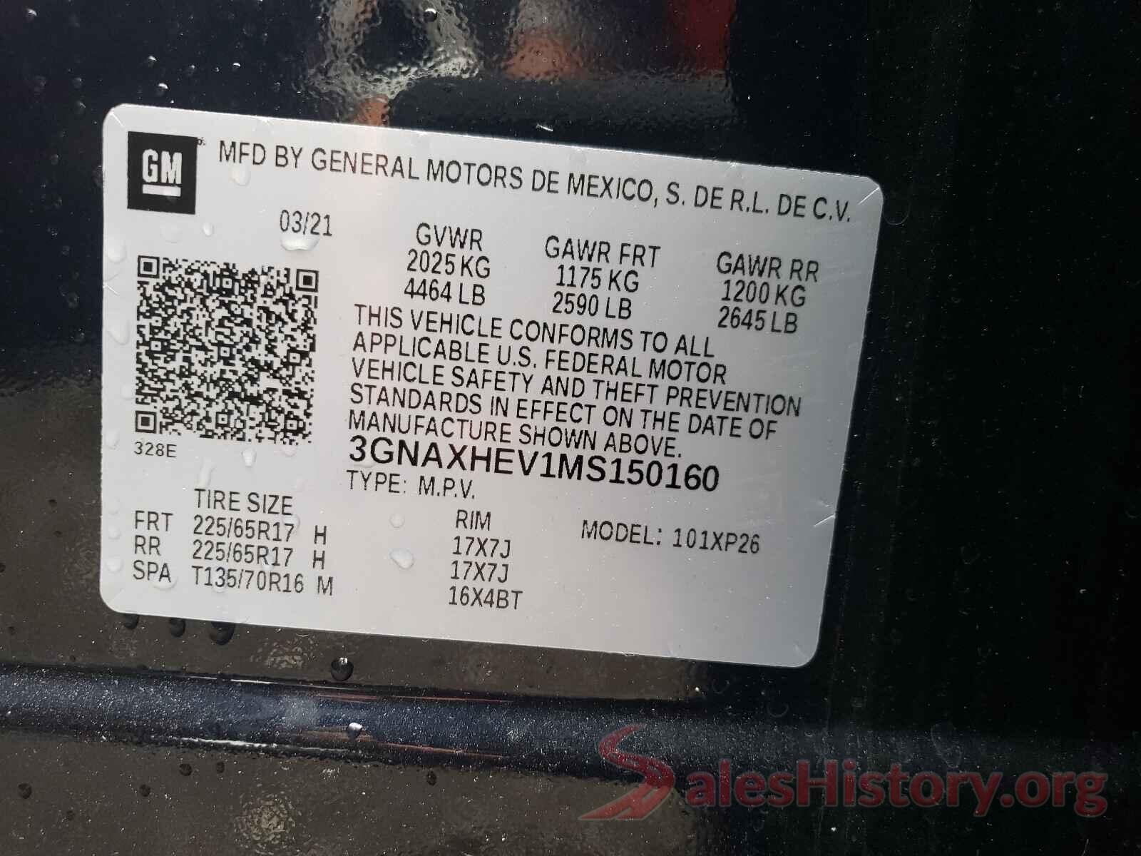 3GNAXHEV1MS150160 2021 CHEVROLET EQUINOX