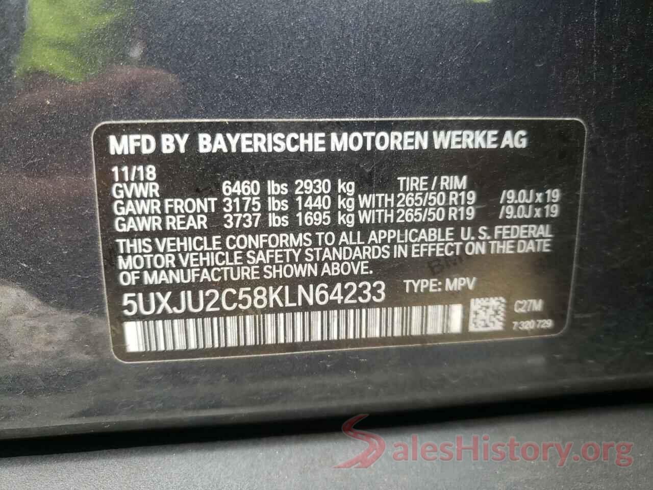 5UXJU2C58KLN64233 2019 BMW X5