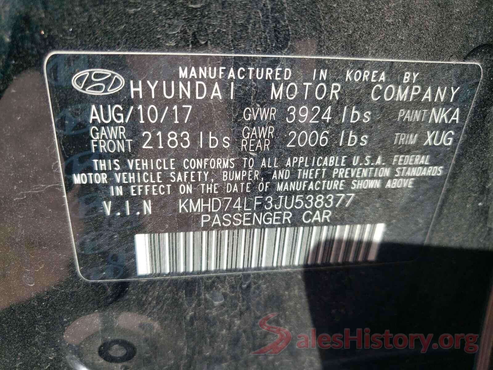 KMHD74LF3JU538377 2018 HYUNDAI ELANTRA