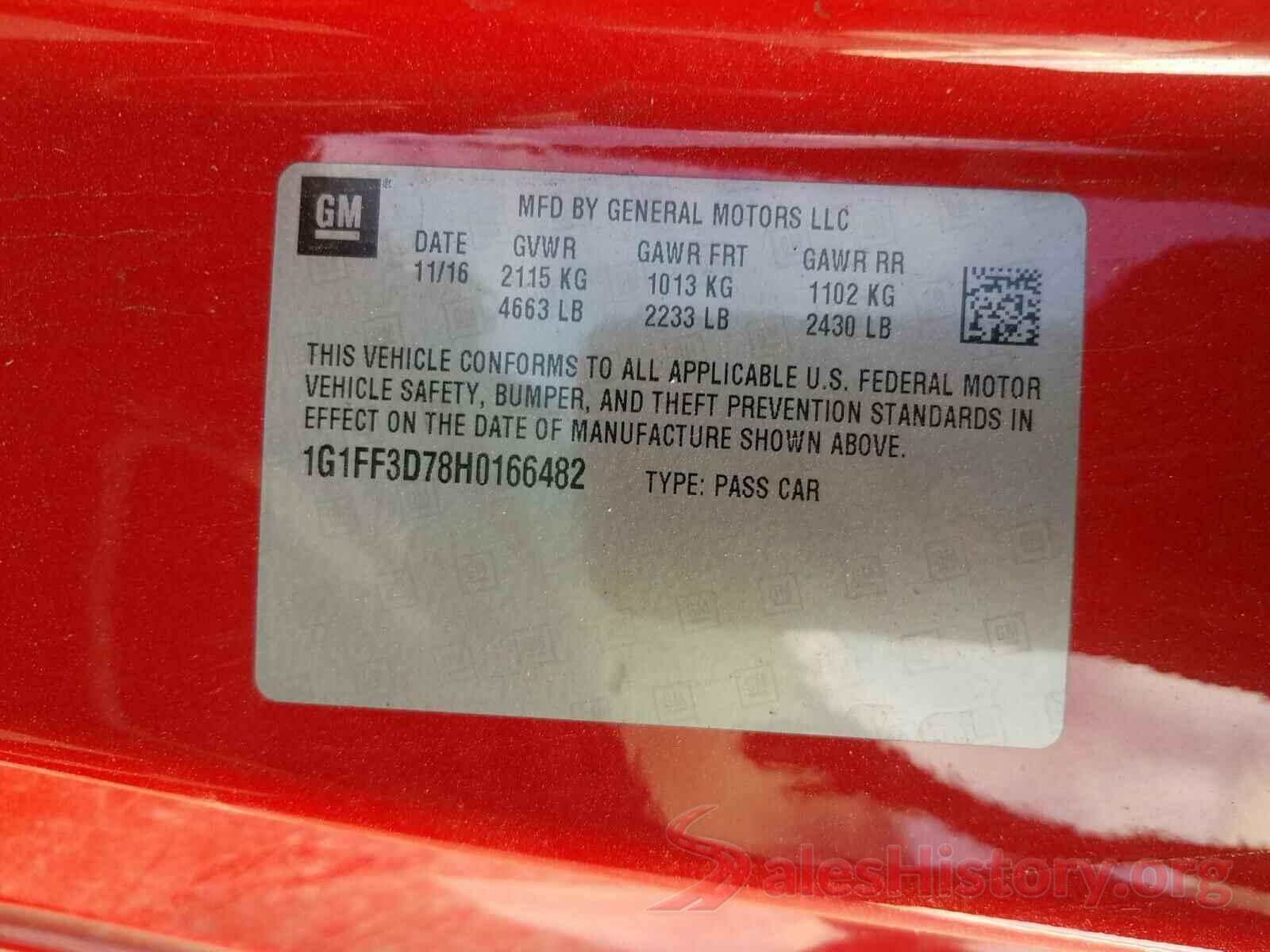 1G1FF3D78H0166482 2017 CHEVROLET CAMARO