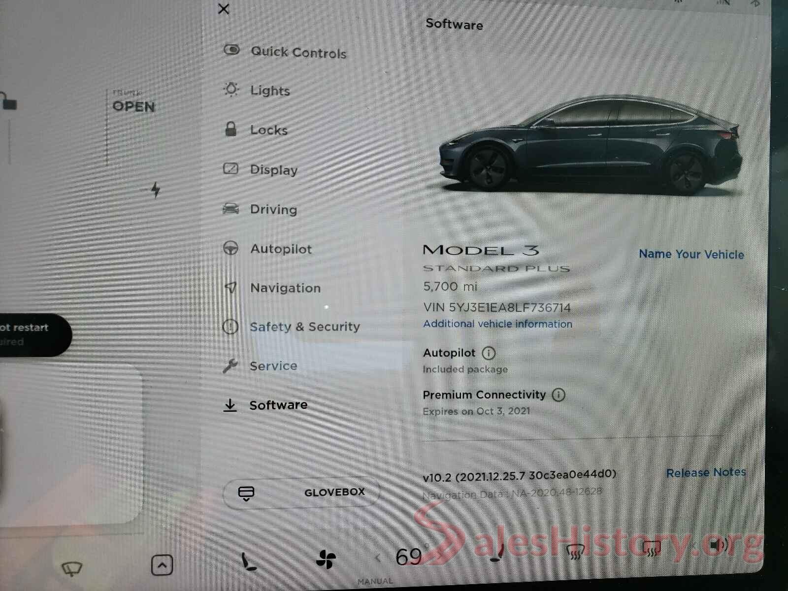 5YJ3E1EA8LF736714 2020 TESLA MODEL 3