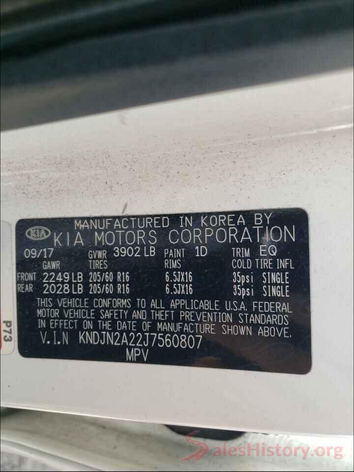 KNDJN2A22J7560807 2018 KIA SOUL