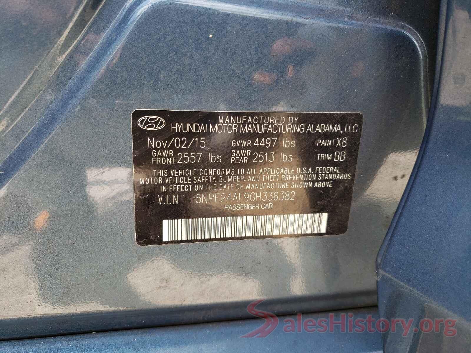 5NPE24AF9GH336382 2016 HYUNDAI SONATA