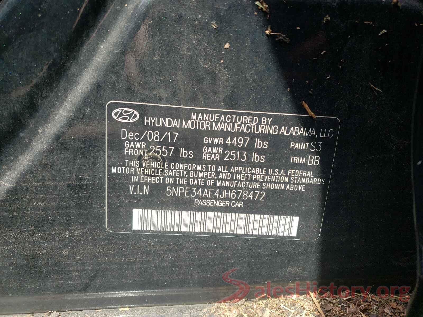 5NPE34AF4JH678472 2018 HYUNDAI SONATA