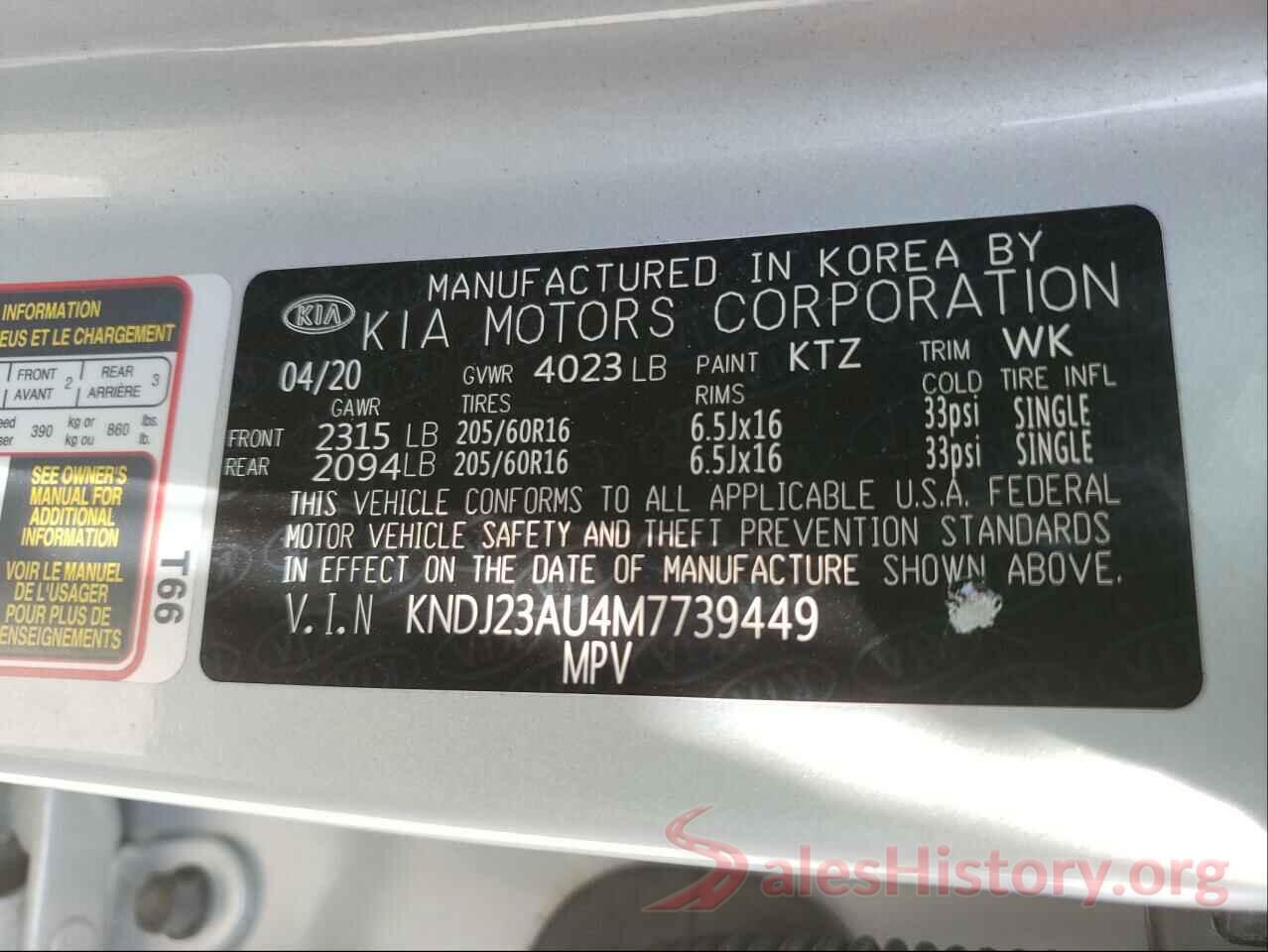 KNDJ23AU4M7739449 2021 KIA SOUL