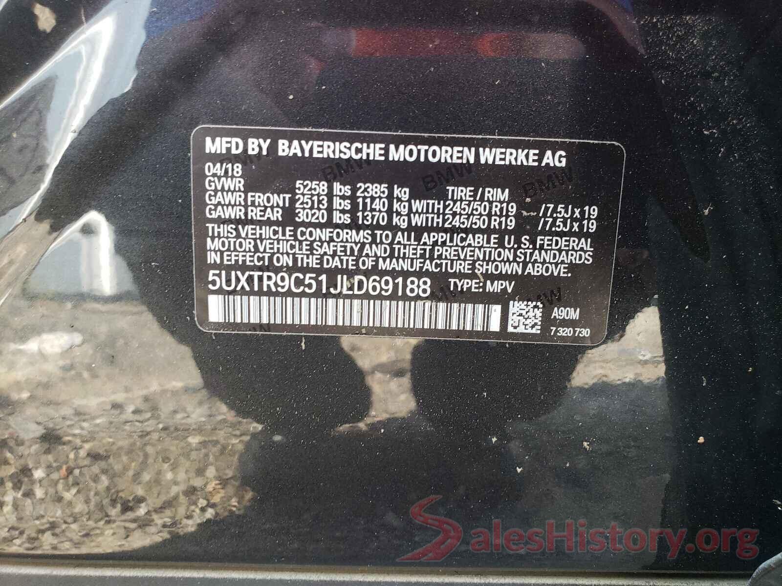 5UXTR9C51JLD69188 2018 BMW X3