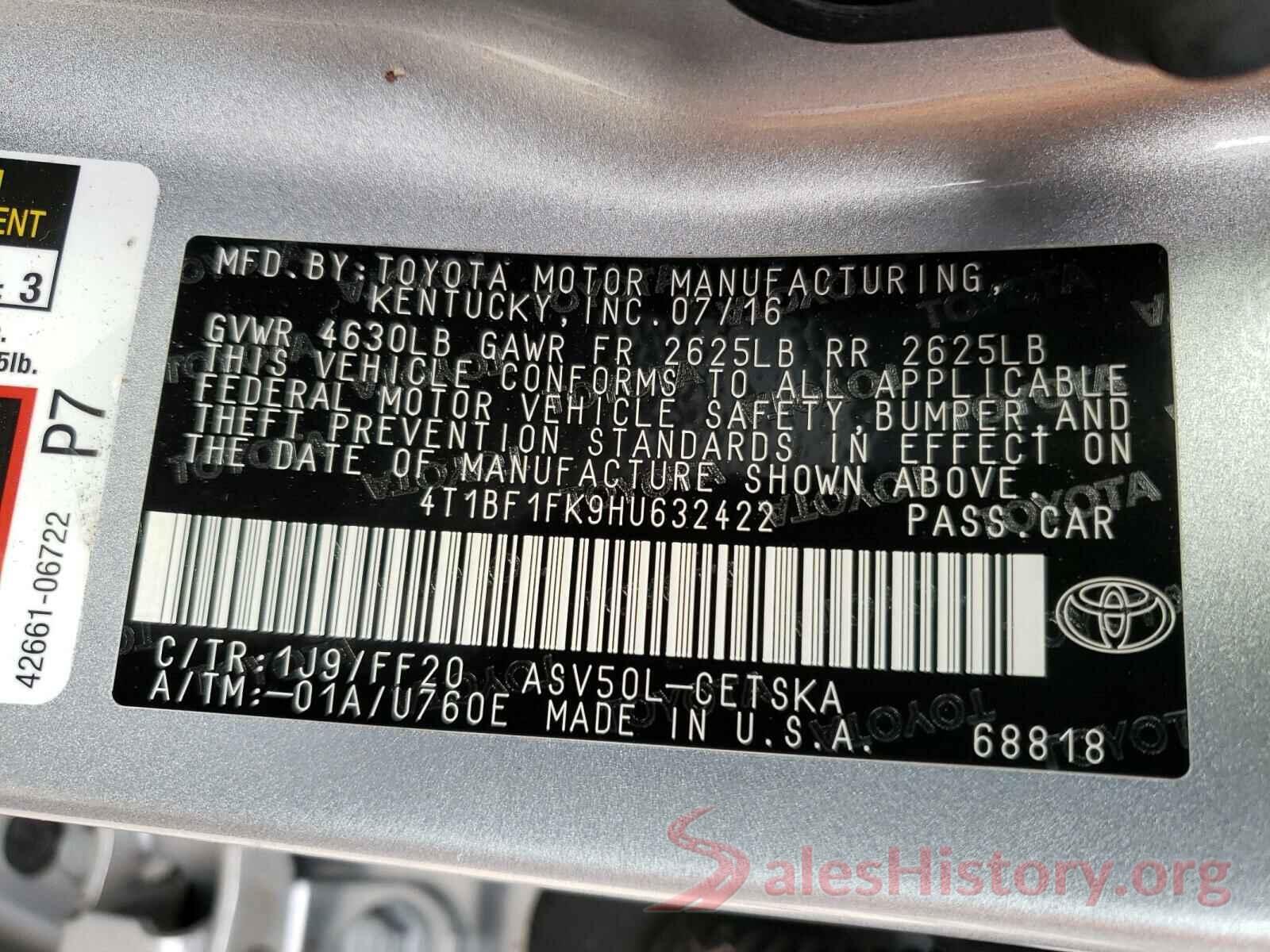 4T1BF1FK9HU632422 2017 TOYOTA CAMRY