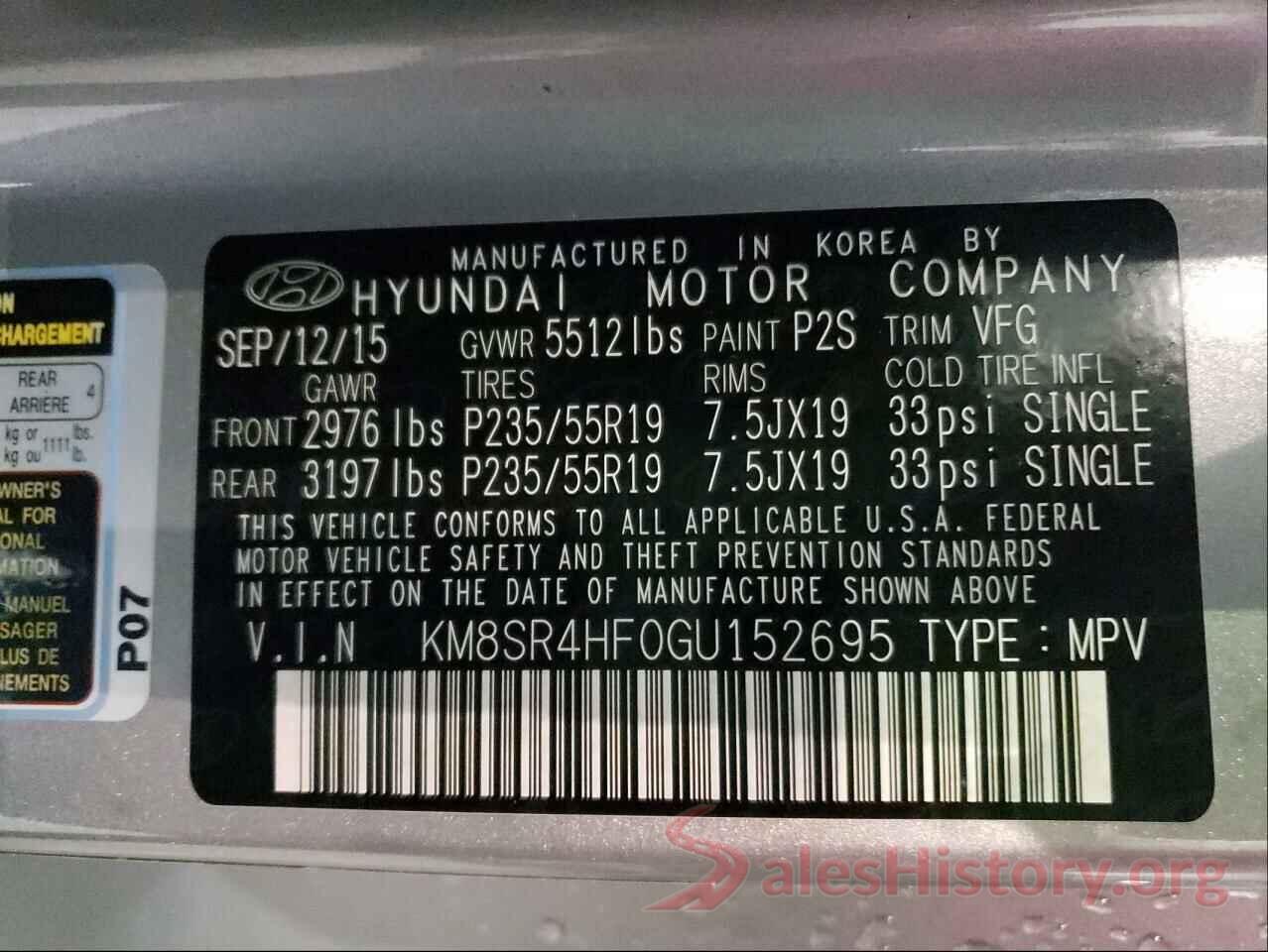 KM8SR4HF0GU152695 2016 HYUNDAI SANTA FE