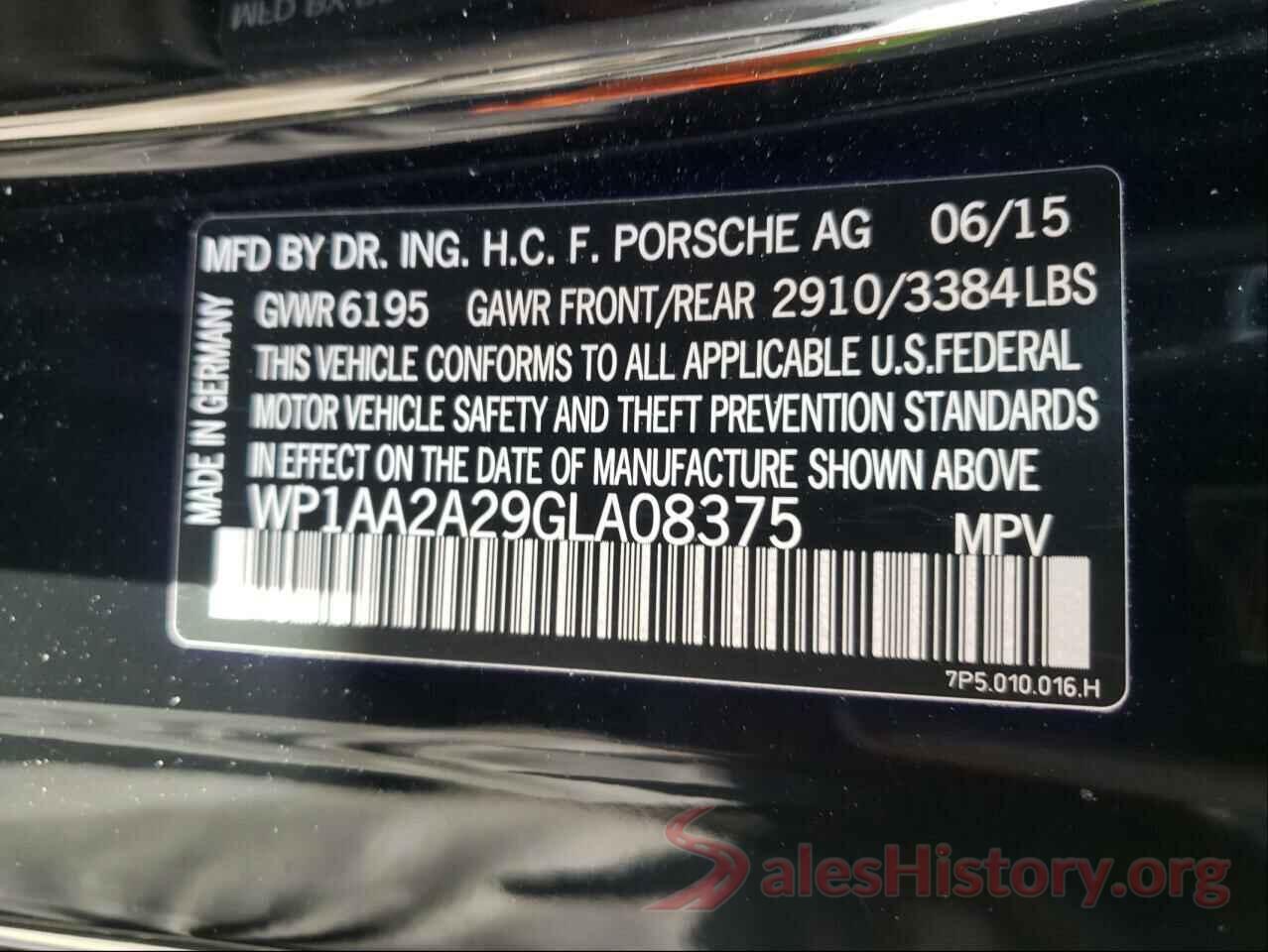 WP1AA2A29GLA08375 2016 PORSCHE CAYENNE