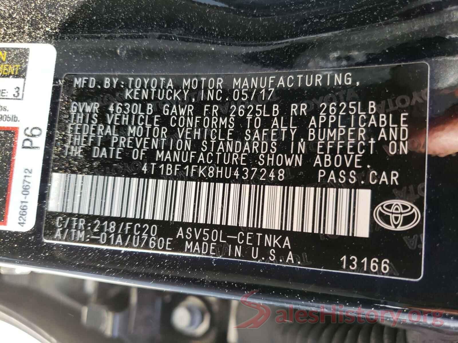 4T1BF1FK8HU437248 2017 TOYOTA CAMRY