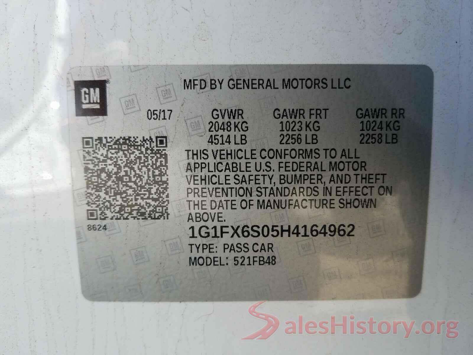 1G1FX6S05H4164962 2017 CHEVROLET BOLT