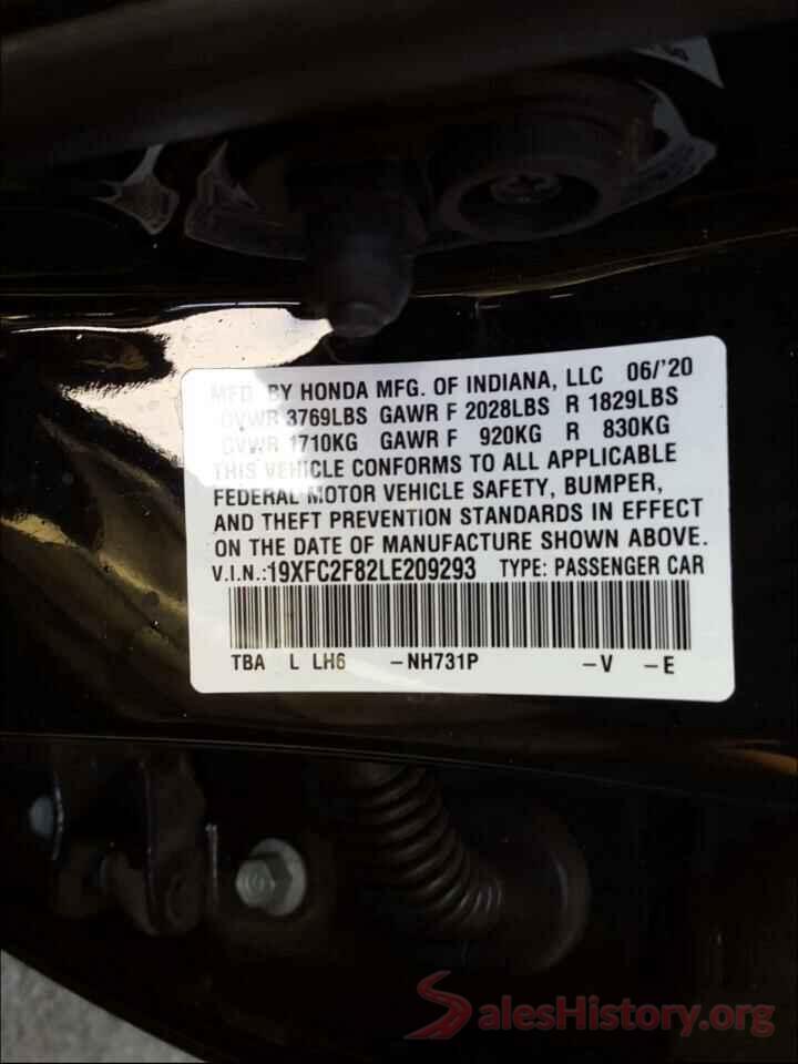 19XFC2F82LE209293 2020 HONDA CIVIC