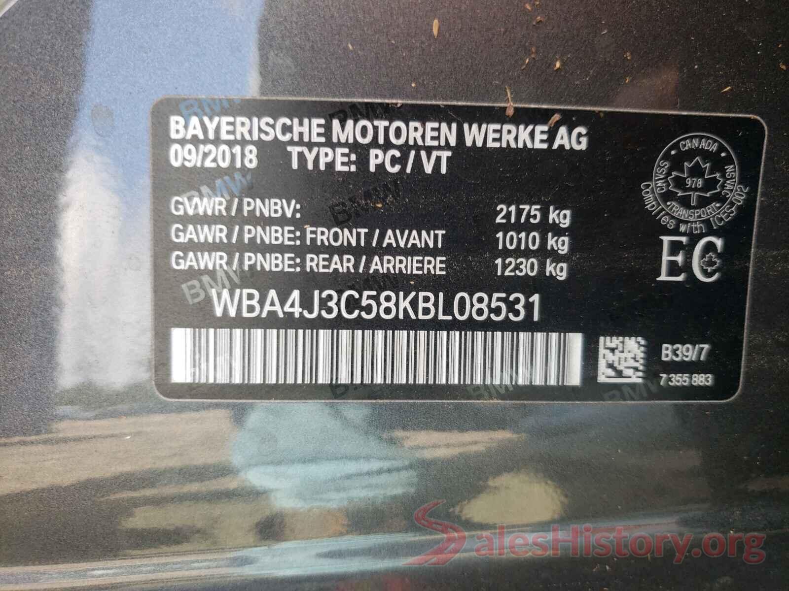 WBA4J3C58KBL08531 2019 BMW 4 SERIES