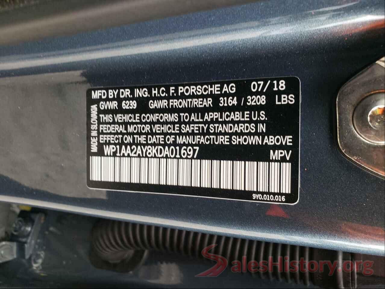 WP1AA2AY8KDA01697 2019 PORSCHE CAYENNE