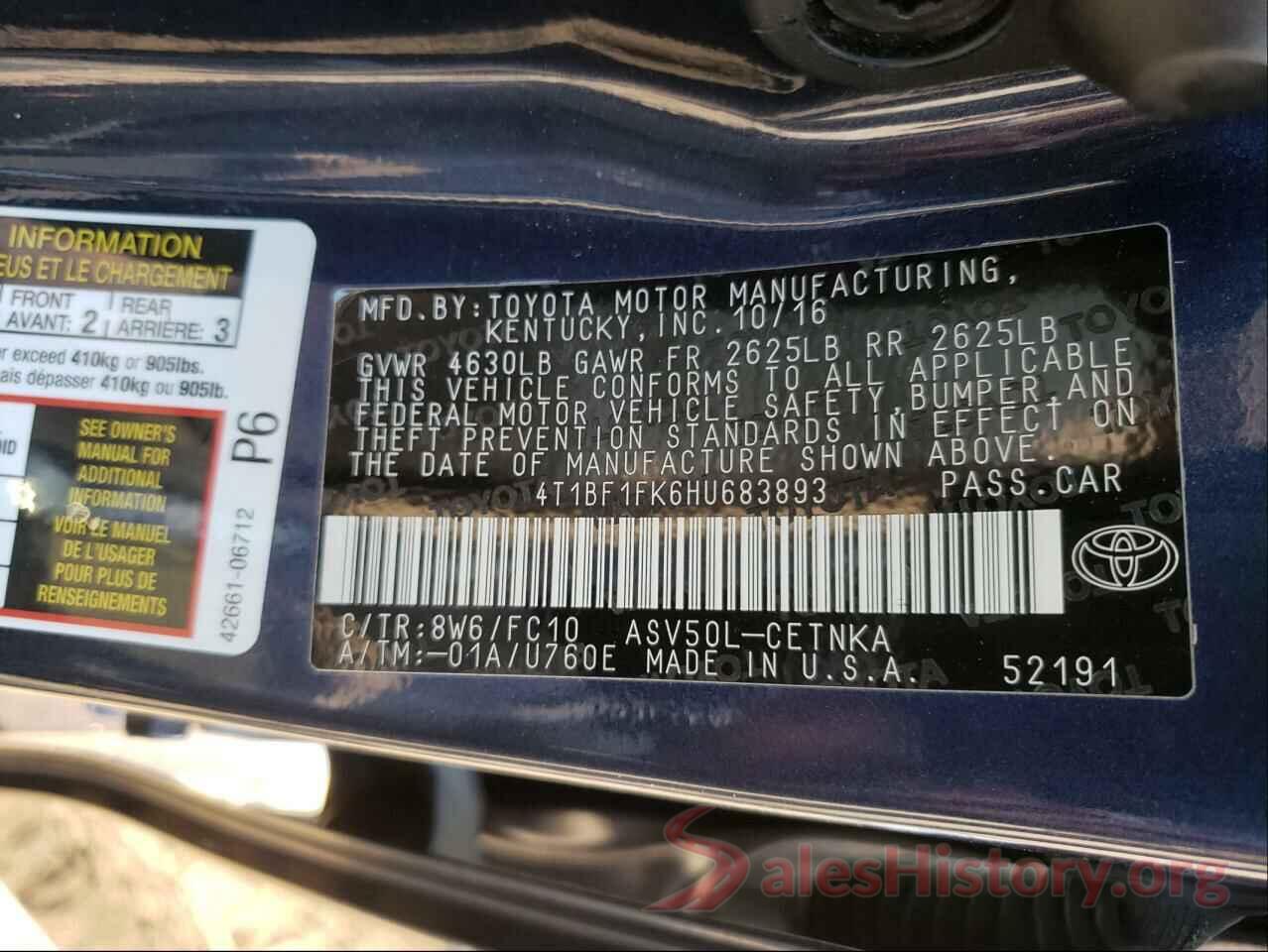 4T1BF1FK6HU683893 2017 TOYOTA CAMRY