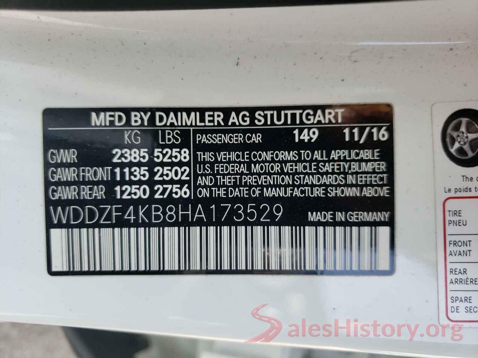 WDDZF4KB8HA173529 2017 MERCEDES-BENZ E-CLASS