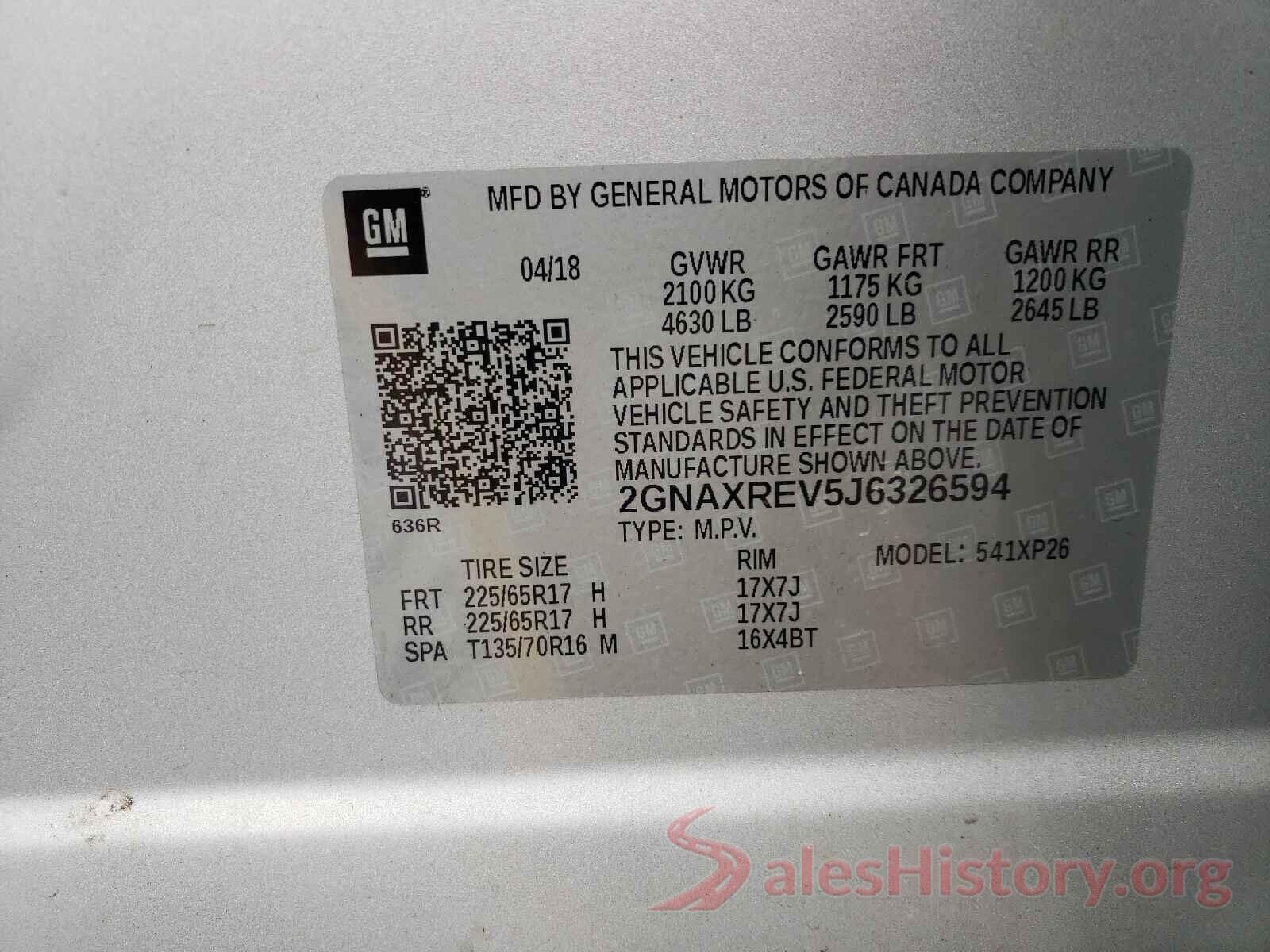 2GNAXREV5J6326594 2018 CHEVROLET EQUINOX