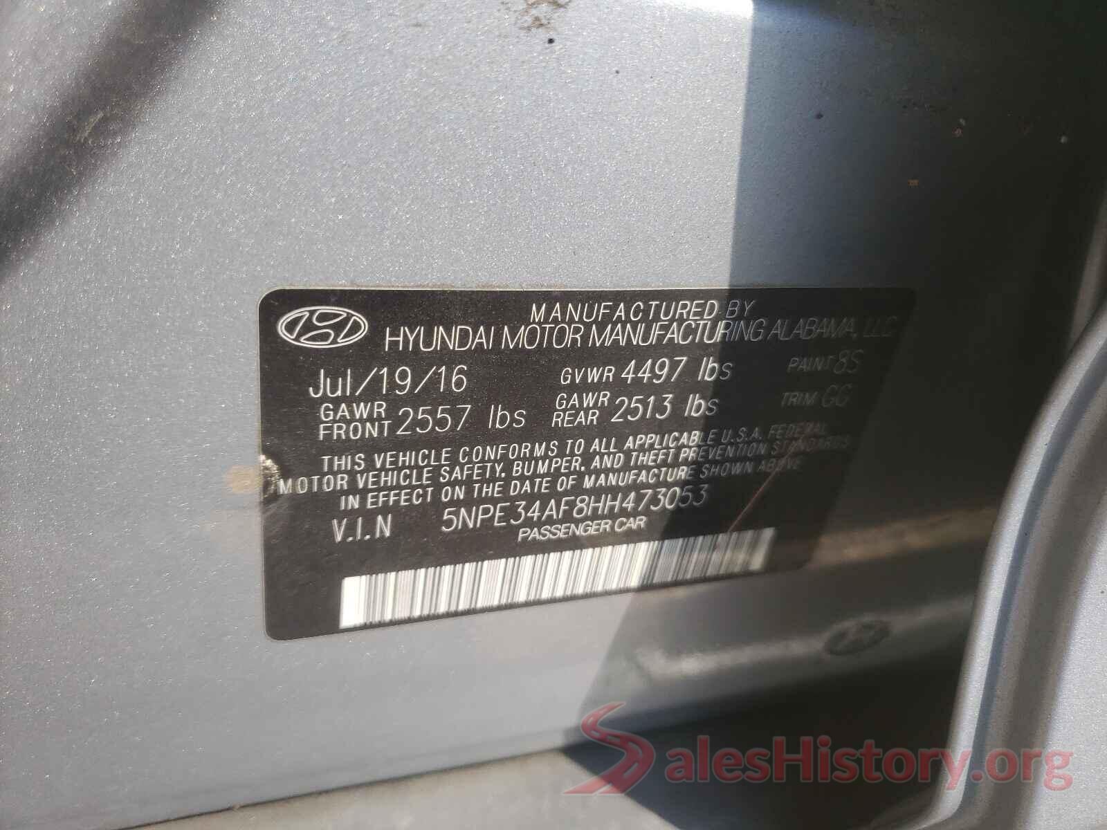 5NPE34AF8HH473053 2017 HYUNDAI SONATA