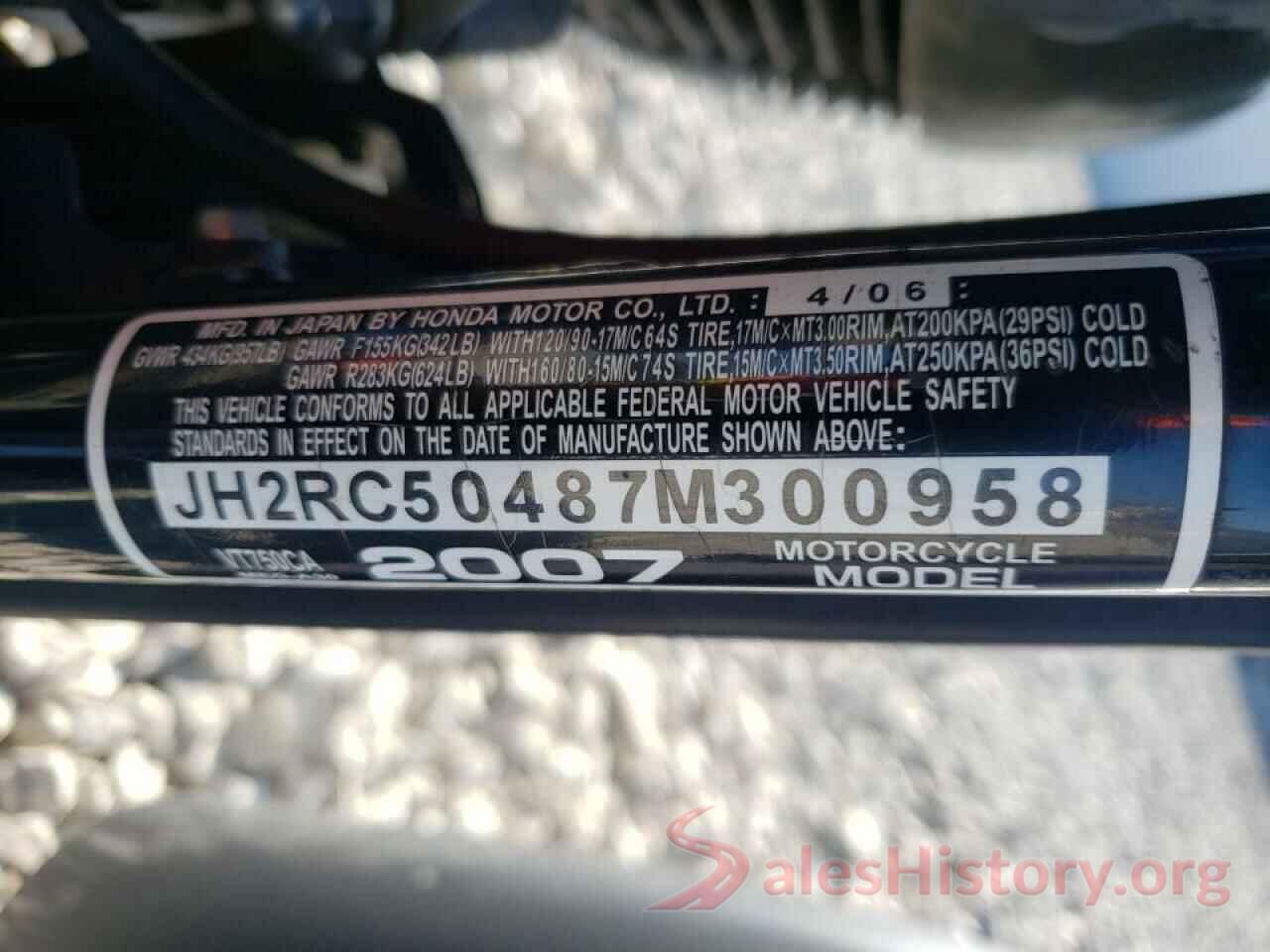 JH2RC50487M300958 2007 HONDA VT CYCLE