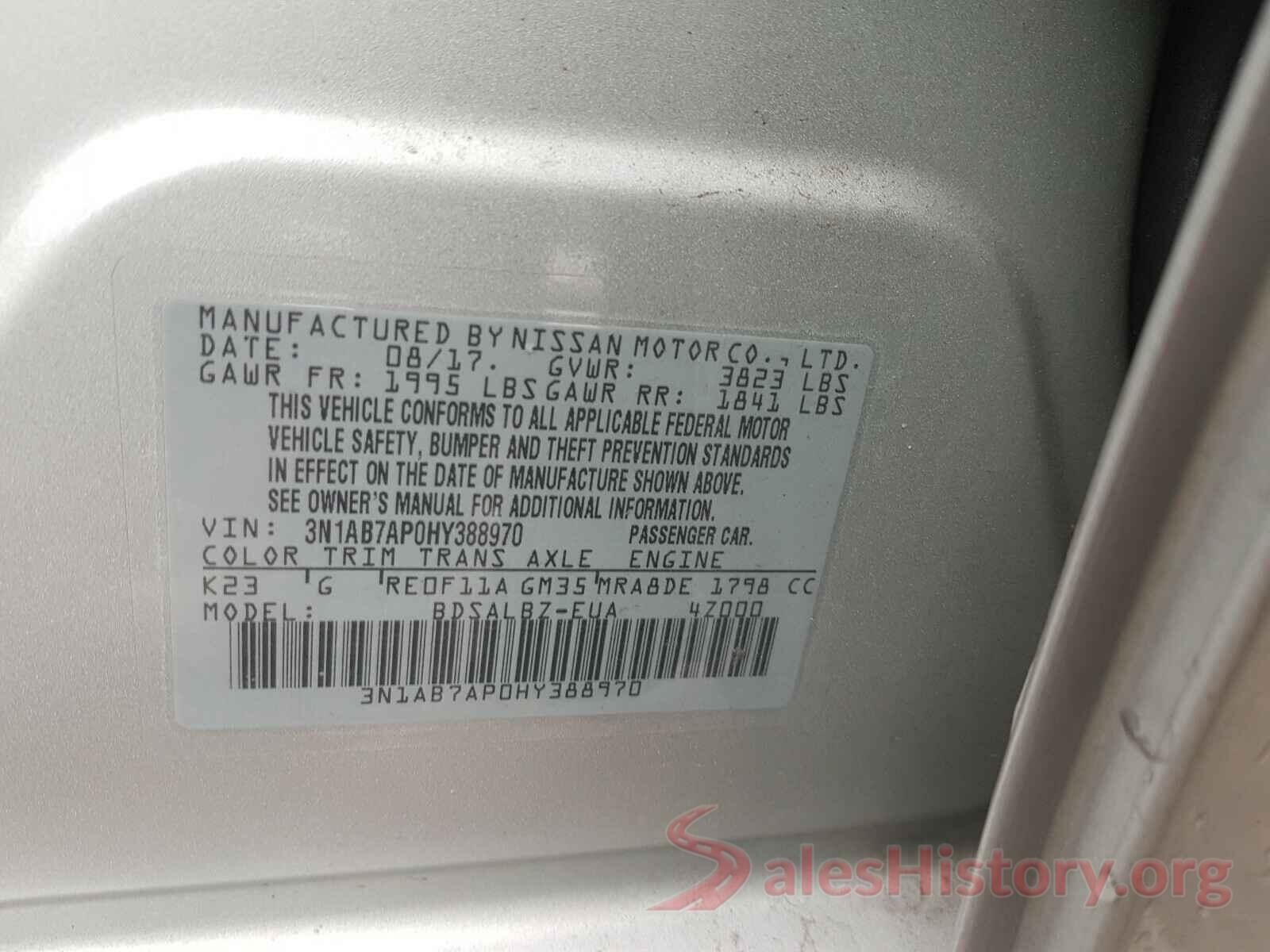 3N1AB7AP0HY388970 2017 NISSAN SENTRA